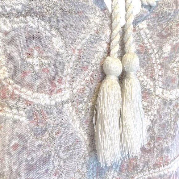 Y2K Abercrombie & Fitch Embroidered Boho Crop Rope Tassels Coastal Cowgirl Sz L - Picture 6 of 13
